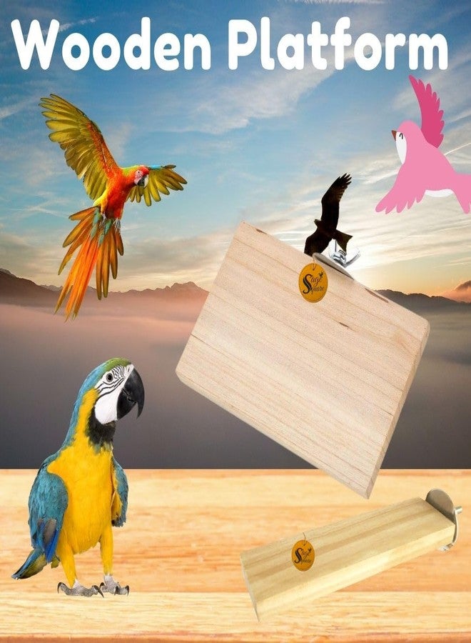 Sage Square Wooden Stand Platform Made of Natural Wood Combo of Two (2 * 5.5 & 6 * 4.5 inches) Rectangle Shaped Perch Stand, Cage Accessories, Gym, Playful Toy, Suitable for Birds, Parrots, Budgies - Image 3
